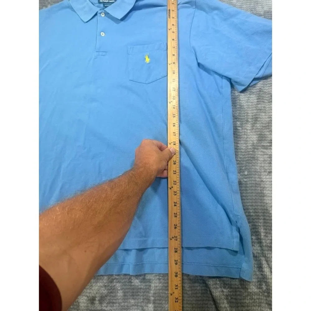Polo Ralph Lauren‎ Mens XL Light Blue Short Sleeve Pique Polo Shirt Pocket Pony